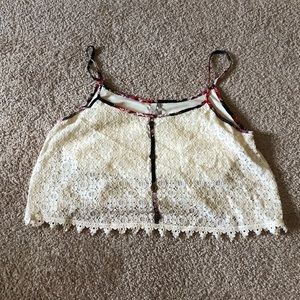 Cream Lace Crop Top